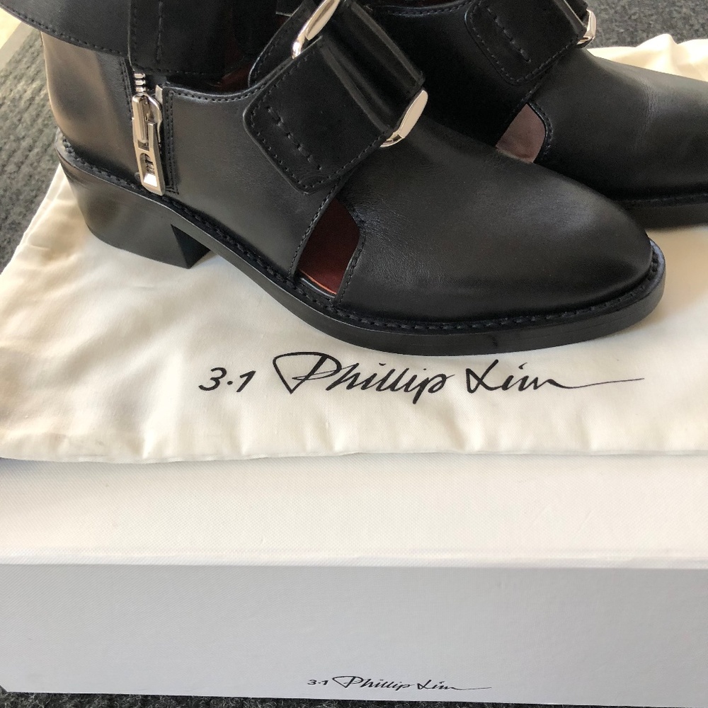Philip Lim leather cut out boots.p